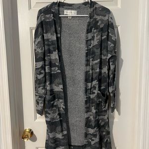 Grey camo oversized cardigan